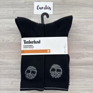 Timberland 5-Pair Men's Performance Cushioned Crew Socks Black 9-12‎ US New